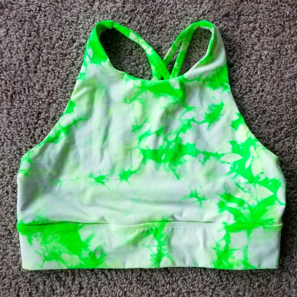 Authentic Lululemon Shibori Green Tie-Dye High Neck Bra, Size 8